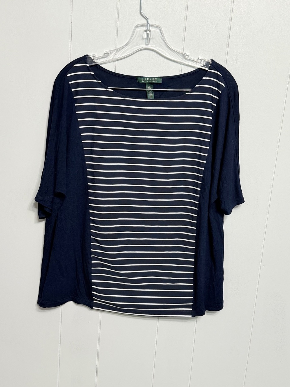#5) Lauren Ralph Lauren Navy Striped Short Sleeve Top
